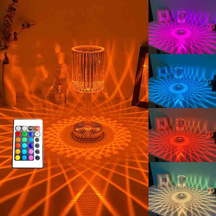 Crystal Lamp Rechargeable Touch Table Lamp Gatsby Crystal Lamp 16 RGB Colors